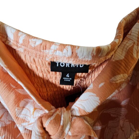 Torrid Dress Womens Size 4X Plus Size 4 Orange Floral Vacation Work Cruise - Picture 8 of 10